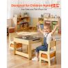 Kids Table and 2 Chairs Set, Toddler Table and Chair Set with Storage Space under the Table, Cloth Storage Box under the Chairs, Wooden Desk for Art