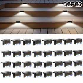 32/16 PCS Decorative Light Solar Energy Waterproof And Dustproof Light Source Sensing Suitable For Shopping Malls Guardrails Decks Stairs Gardens (Option: Whitelight32PCS)