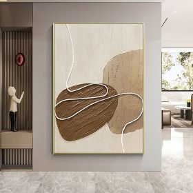 Handmade Oil Painting White and Beige Minimalist Wall Art Oversize Minimalist Painting on Canvas Neutral Textured Painting Brown Wall Decorative Paint (Style: 01, size: 150x220cm)