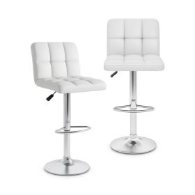 Modern Bar Stools Set of 2 with Back and Heavy-duty Metal Base and Footrest (Color: White)