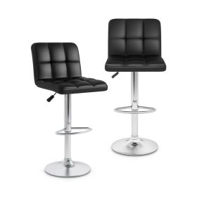 Modern Bar Stools Set of 2 with Back and Heavy-duty Metal Base and Footrest (Color: Black)