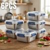 Yakimoto 2/4/6/8/10 PCS Extra-Large Stainless Steel Food Storage Containers With Blue Lids - Deep Design, Airtight Seal