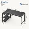 L-shaped office desk, 39-55inch computer desk, writing work desk with reversible storage rack