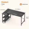 L-shaped office desk, 39-55inch computer desk, writing work desk with reversible storage rack
