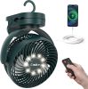 Camping Fan with Remote Control - 12000mAh Rechargeable Battery Powered Fan, Camping Fans for Tents with LED light & Hanging Hook