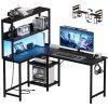 43/53 Inch L-Shaped Desk with Storage Shelves & Hooks - Reversible Computer Table Suitable for Office, Gaming Setup, Workstation with Spacious