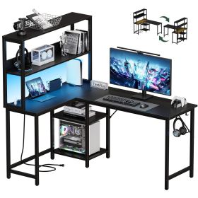 43/53 Inch L-Shaped Desk with Storage Shelves & Hooks - Reversible Computer Table Suitable for Office, Gaming Setup, Workstation with Spacious (size: 53in)