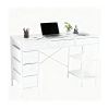 47-55 Inch Computer Desk with 6 Drawers Storage Shelves Home Office Gaming Desk for Bedroom Study Corner Living Room Work