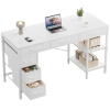 47-55 Inch Computer Desk with 6 Drawers Storage Shelves Home Office Gaming Desk for Bedroom Study Corner Living Room Work