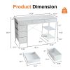 47-55 Inch Computer Desk with 6 Drawers Storage Shelves Home Office Gaming Desk for Bedroom Study Corner Living Room Work