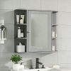 Bathroom Wall Storage Cabinet with Mirror, Medicine Cabinet with Adjustable Wood Shelf & Doors, Mounted Storage Cabinets with 6 Open Shelves