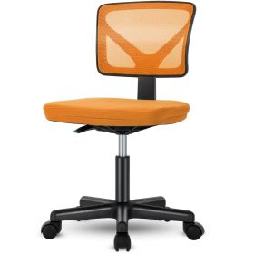 Low-Back Mesh Armless Office Chair,Swivel Rolling Computer Chair No Arms with Lumbar Support (Color: Orange)