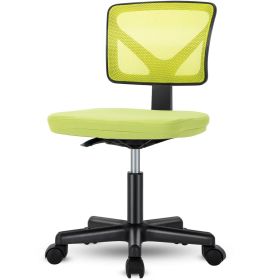 Low-Back Mesh Armless Office Chair,Swivel Rolling Computer Chair No Arms with Lumbar Support (Color: Yellow)