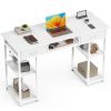 Computer Desk Small Home Office Bedroom Writing Study PC Table with Storage Space Fabric Side Bag Headphone Hook Metal Frame Adjustable