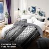 3-Piece Black & White Tribal Pattern Bedding Set (Queen/King/Cal King) - Quilted Microfiber Bedspread + Pillow Shams