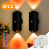 LED Motion Sensor Night Light, 7 Colors Rechargeable Battery Stair Light, Wireless Magnetic Wall Lamp, Cordless LED Wall Night Lights for Steps