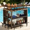 L-Shaped Home Bar Unit Liquor Bar Table with Glasses Holders And Shelves for Kitchen Dining Room Bar Counter Storage