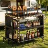 L-Shaped Home Bar Unit Liquor Bar Table with Glasses Holders And Shelves for Kitchen Dining Room Bar Counter Storage