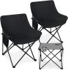 Portable Camping Chairs for Adults, 2 Pcs Oversized Lawn Chair with Folding Camping Table for Beach, Picnic, Outdoor Sports, Fishing, Rv Travel