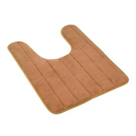 U Shaped Bathroom Rugs Contour Non-slip Toilet Mat Absorbent Cozy Velvet Floor Mat 23.62 x 19.69in (Color: Coffee, size: One size)
