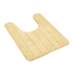 U Shaped Bathroom Rugs Contour Non-slip Toilet Mat Absorbent Cozy Velvet Floor Mat 23.62 x 19.69in (Color: BROWN, size: One size)