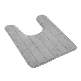U Shaped Bathroom Rugs Contour Non-slip Toilet Mat Absorbent Cozy Velvet Floor Mat 23.62 x 19.69in (Color: Gray, size: One size)