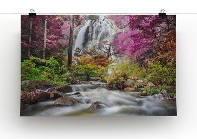 Klonglan Waterfall Canvas Print or Poster (Type: Standard Framed Canvas Print, size: 32" x 24" / 80cm x 60cm (approx))