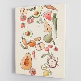 Tropical Vegetable illustration Lock Canvas Print or Poster (Type: Standard Framed Canvas Print, size: 24" x 16" / 60cm x 40cm approx)
