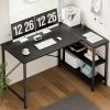 L-shaped office desk, 39-55inch computer desk, writing work desk with reversible storage rack