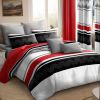 9-Piece Red & Geometric Zigzag Bedding & Curtain Set (Queen/King/Cal King) - Quilted Microfiber Bedspread + Sheer Curtains