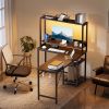 43/53 Inch L-Shaped Desk with Storage Shelves & Hooks - Reversible Computer Table Suitable for Office, Gaming Setup, Workstation with Spacious