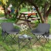 Portable Camping Chairs for Adults, 2 Pcs Oversized Lawn Chair with Folding Camping Table for Beach, Picnic, Outdoor Sports, Fishing, Rv Travel