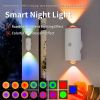 LED Motion Sensor Night Light, 7 Colors Rechargeable Battery Stair Light, Wireless Magnetic Wall Lamp, Cordless LED Wall Night Lights for Steps