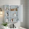 Bathroom Wall Storage Cabinet with Mirror, Medicine Cabinet with Adjustable Wood Shelf & Doors, Mounted Storage Cabinets with 6 Open Shelves