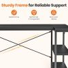 L-shaped office desk, 39-55inch computer desk, writing work desk with reversible storage rack