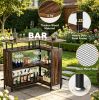 L-Shaped Home Bar Unit Liquor Bar Table with Glasses Holders And Shelves for Kitchen Dining Room Bar Counter Storage