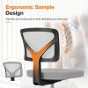 Low-Back Mesh Armless Office Chair,Swivel Rolling Computer Chair No Arms with Lumbar Support