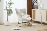 Teddy Upholstered Nursery Glider Rocking Chair - High Backrest Comfy Armchair | Versatile Accent Chair for Living Room, Bedroom, Offices