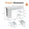 47-55 Inch Computer Desk with 6 Drawers Storage Shelves Home Office Gaming Desk for Bedroom Study Corner Living Room Work