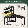 43/53 Inch L-Shaped Desk with Storage Shelves & Hooks - Reversible Computer Table Suitable for Office, Gaming Setup, Workstation with Spacious