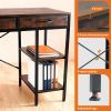 47-55 Inch Computer Desk with 6 Drawers Storage Shelves Home Office Gaming Desk for Bedroom Study Corner Living Room Work