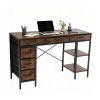 47-55 Inch Computer Desk with 6 Drawers Storage Shelves Home Office Gaming Desk for Bedroom Study Corner Living Room Work