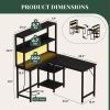 43/53 Inch L-Shaped Desk with Storage Shelves & Hooks - Reversible Computer Table Suitable for Office, Gaming Setup, Workstation with Spacious