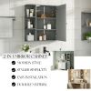 Bathroom Wall Storage Cabinet with Mirror, Medicine Cabinet with Adjustable Wood Shelf & Doors, Mounted Storage Cabinets with 6 Open Shelves
