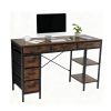 47-55 Inch Computer Desk with 6 Drawers Storage Shelves Home Office Gaming Desk for Bedroom Study Corner Living Room Work